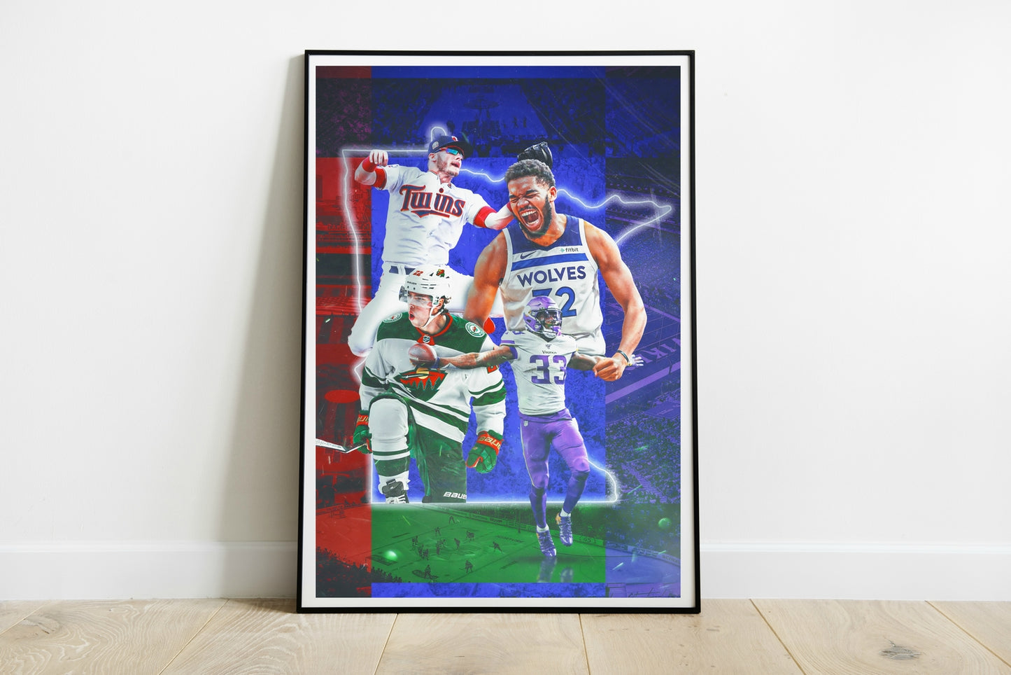 Minnesota Sports Poster XL (61*91 cm) – Team & City Decor – High-Quality Artwork – Perfect Gift for Fans & Collectors