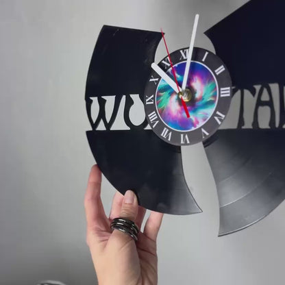 WuTang Vinyl Record Wall Clock – Handmade 12" Music Decor – Unique Urban Art Gift for Fans & Collectors