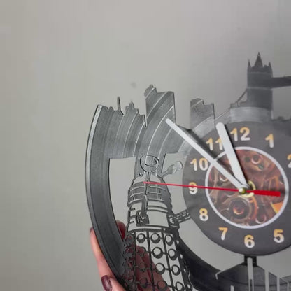 Doctor Who Vinyl Record Wall Clock – Unique TARDIS & Time Lord Decor – Handcrafted 12" Vinyl Clock – Perfect Gift for Whovians