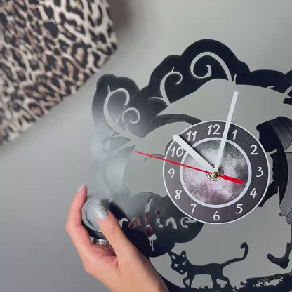 Coraline Vinyl Record Wall Clock – Unique Art Decor – Handcrafted 12" Vinyl Clock – Perfect Gift for Fans of Coraline