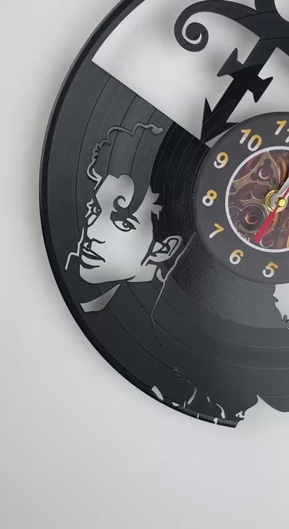 Iconic Musician Vinyl Record Clock – 12" Retro Style Wall Red Decor – Handcrafted Music Art – Unique Gift for Music Enthusiasts & Collectors